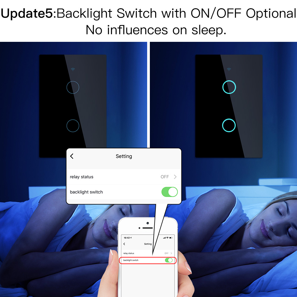 WIFI RF smart light switch with neutral, 2 gang
