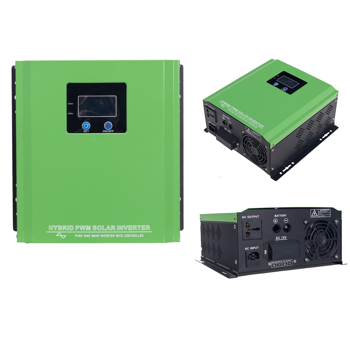 1000W Hybrid Power Inverter with PMW Controller Charger Solar Power System LCD+LED Display